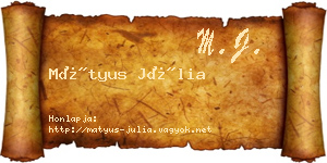 Mátyus Júlia névjegykártya