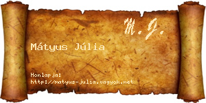 Mátyus Júlia névjegykártya